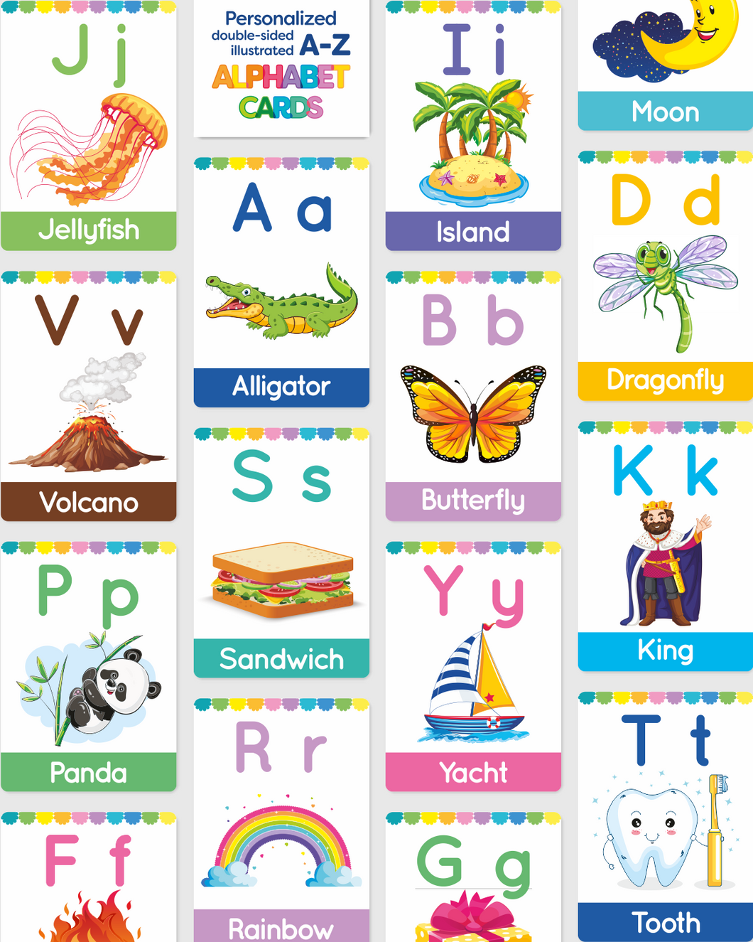 Personalized A-Z Alphabet & Activity Flash Cards